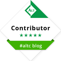A contributor badge for writing for the #altc blog
